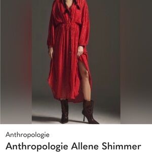 Anthropologie Red Shimmer Dress